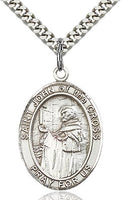Sterling Silver St. John of the Cross Patron Oval Medal Pendant Necklace by Bliss