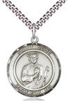Sterling Silver St. Jude Round Patron Saint Medal Male Necklace by Bliss