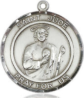 Sterling Silver St. Jude Round Patron Saint Medal Male Necklace by Bliss