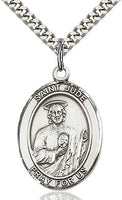 Sterling Silver St. Jude Patron Oval Medal Pendant Necklace by Bliss