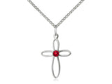 Birthstone Sterling Silver Loop Cross Pendant Necklace By Bliss July 1707SS-STN7-18SS