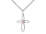 Birthstone Sterling Silver Loop Cross Pendant Necklace By Bliss June 1707SS-STN6-18SS