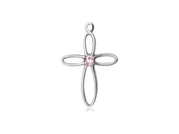 Birthstone Sterling Silver Loop Cross Pendant Necklace By Bliss June 1707SS-STN6-18SS