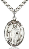 Sterling Silver St. Justin Patron Oval Medal Pendant Necklace by Bliss