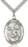 Sterling Silver St. Kevin of Ireland Patron Oval Medal Pendant Necklace by Bliss
