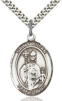 Sterling Silver St. Kilian of Ireland Oval Medal Pendant Necklace by Bliss