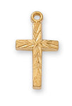 Gold over Sterling Silver Etched Cross on 16" Chain  Pendant Necklace