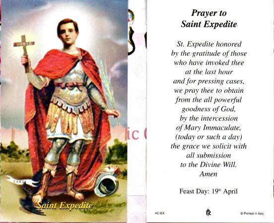 St. Expedite Laminated Prayer or Holy Cards SET OF 12