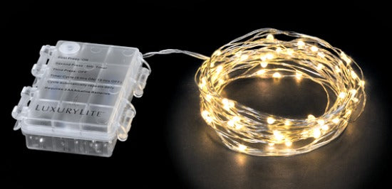 Luxury Lite White/Clear LED String Lights 50 Lights on 16 Ft. String Battery LLN1059