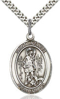 Sterling Silver St. Lazarus Patron Oval Medal Pendant Necklace by Bliss
