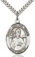 Sterling Silver St. Leo the Great Oval Medal Pendant Necklace by Bliss