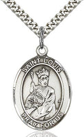 Sterling Silver St. Louis King of France Oval Medal Pendant Necklace by Bliss