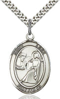 Sterling Silver St. Luke the Apostle Oval Medal Pendant Necklace by Bliss