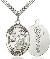 Sterling Silver St. Luke the Apostle Oval Medal Pendant Necklace by Bliss For Doctors Physicians