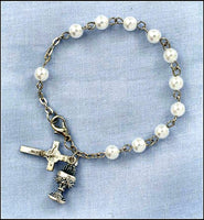 First Communion Imitation Pearl Rosary Bracelet Autom MS742