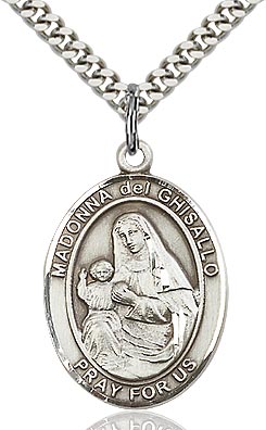 Sterling Silver Madonna Del Ghisallo Oval Patron Medal Pendant Necklace by Bliss