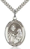Sterling Silver St. Margaret Mary Alacoque Oval Patron Medal Pendandt Necklace by Bliss