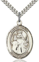 Sterling Silver Maria Stein Oval Patron Medal Pendant Necklace by Bliss