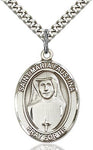 Sterling Silver St. Maria Faustina Oval Patron Medal Pendandt Necklace by Bliss