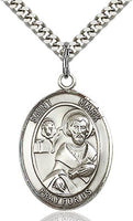 Sterling Silver St. Mark the Evangelist Oval Medal Pendant Necklace by Bliss