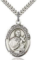 Sterling Silver St. Martin de Porres Oval Medal Pendant Necklace by Bliss