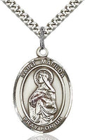 Sterling Silver St. Matilda Oval Patron Medal Pendant Necklace by Bliss