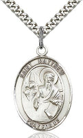 Sterling Silver St. Matthew the Apostle Oval Medal Pendant Necklace by Bliss