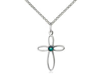 Birthstone Sterling Silver Loop Cross Pendant Necklace By Bliss May 1707SS-STN5-18SS