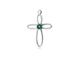 Birthstone Sterling Silver Loop Cross Pendant Necklace By Bliss May 1707SS-STN5-18SS