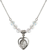 Sterling Silver Miraculous Medal Birthstone Pendant Necklace by Bliss