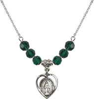 Sterling Silver Miraculous Medal Birthstone Pendant Necklace by Bliss