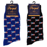 Men's American Flag Blue or Black Novelty Parquet Socks - One Size Fits All