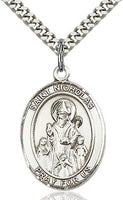 Sterling Silver St. Nicholas Oval Medal Pendant Necklace by Bliss