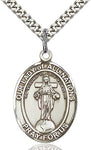Sterling Silver Our Lady of All Nations Oval Patron Medal Pendant Necklace by Bliss