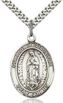 Sterling Silver Our Lady of Guadalupe Oval Patron Medal Pendant Necklace by Bliss