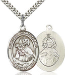 Sterling Silver Our Lady of Mount Carmel Oval Patron Medal Pendant Necklace by Bliss