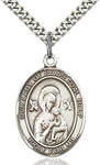 Sterling Silver Our Lady of Perpetual Help Oval Patron Medal Pendant Necklace by Bliss