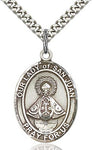 Sterling Silver Our Lady of San Juan Oval Patron Medal Pendant Necklace by Bliss