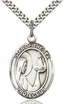 Sterling Silver Our Lady Star of the Sea Oval Patron Medal Pendant Necklace by Bliss