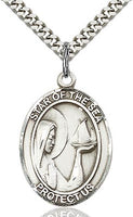 Sterling Silver Our Lady Star of the Sea Oval Patron Medal Pendant Necklace by Bliss