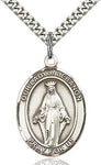 Sterling Silver Our Lady of Lebanon Oval Patron Medal Pendant Necklace by Bliss