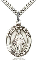 Sterling Silver Our Lady of Lebanon Oval Patron Medal Pendant Necklace by Bliss