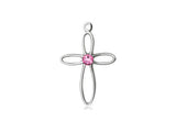 Birthstone Sterling Silver Loop Cross Pendant Necklace By Bliss October 1707SS-STN10-18SS