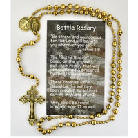 Gold Plated All Metal Benedict Battle Rosary - Replica of World War II Rosaary P250BC