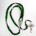 Green Wooden Cord St. Patrick Rosary Boxed   MADE IN ITALY! McVan P262R