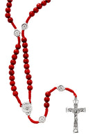 Red Wooden Cord Holy Spirit Rosary Boxed - Confirmation Gift!  MADE IN ITALY!