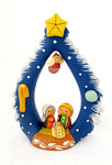 Handcrafted Tree of Life with Nativity Clay Figure from Peru FAIR TRADE Christmas Blue