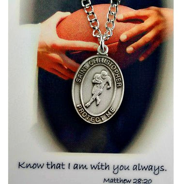 St. Christopher Sports Medal - Boy's Football on a 24" Chain