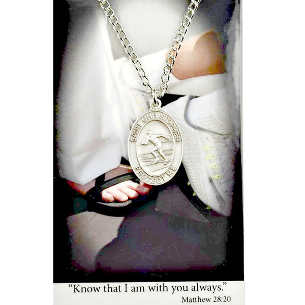 St. Christopher Sports Medal - Boy's Track on a 24" Chain