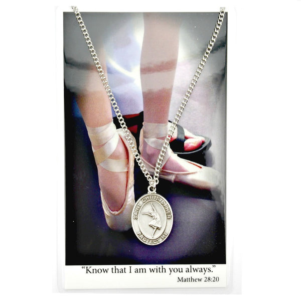 St. Christopher Sports Medal - Girl's Dancing on an 18" Chain